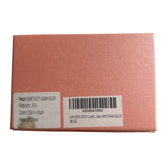 Aphison RFID-Blocking Card Holder Wallet Tassel Zipper Closure Navy Blue - Picture 8 of 8